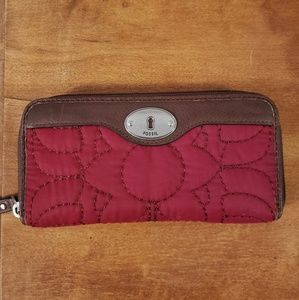 Fossil Red Quilted Key-per Wallet